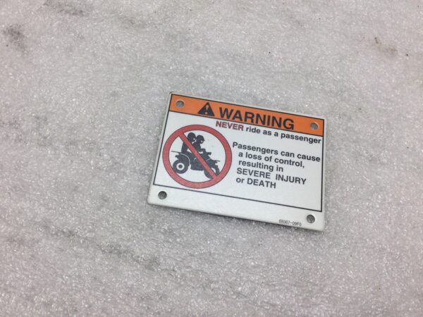 2000 Suzuki No Passenger Warning Label - Image 2
