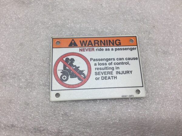 2000 Suzuki No Passenger Warning Label - Image 3