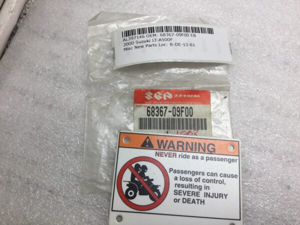 2000 Suzuki No Passenger Warning Label - Image 5