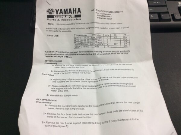 2006 Yamaha Rear Tow Bumper Mounting Hardware