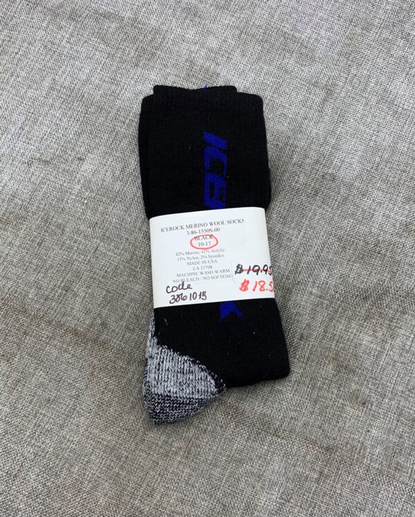 ICEROCK MERINO WOOL SOCKS BLK MED