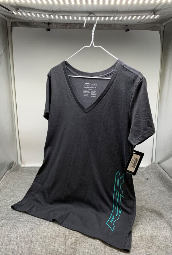 POLARIS WOMEN RZR VNECK TEE GRAY/MINT LG