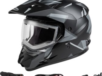 GMAX GM-11S RIPCORD SNOW HELMET W/ELEC SHIELD MATTE BLK/GRY 2X