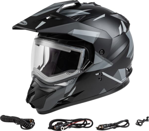GMAX GM-11S RIPCORD SNOW HELMET W/ELEC SHIELD MATTE BLK/GRY 2X