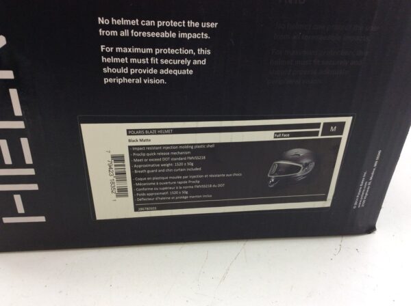 Polaris Blaze Full Face Snowmobile Helmet Anti Fog DOT FMVSS 218 Matte Black - Image 2