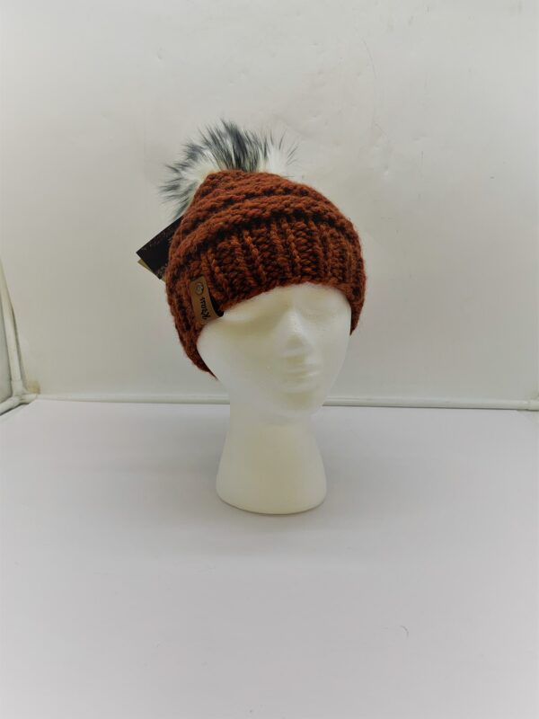 ACRYLIC/WOOL BLEND BEANIE W/POM POM RUST M/L