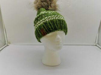 ACRYLIC/WOOL BLEND BEANIE W/POM POM IN SOLID COLORWAYS -- BLACK, CREAM, GOLD, GREEN OR TAUPE M/L