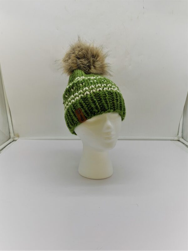 ACRYLIC/WOOL BLEND BEANIE W/POM POM IN SOLID COLORWAYS -- BLACK, CREAM, GOLD, GREEN OR TAUPE M/L
