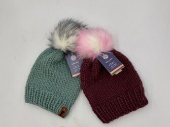 ACRYLIC/WOOL BLEND BEANIE W/POM - TEAL OR BURGANDY M/L