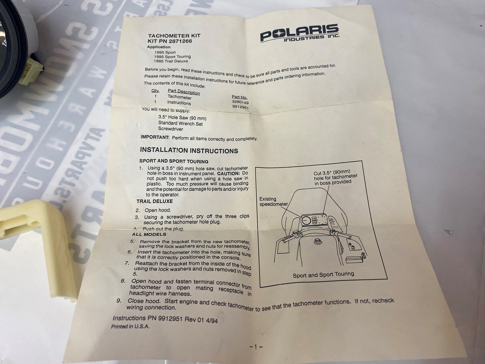 1995 Polaris Tachometer Kit - Image 2
