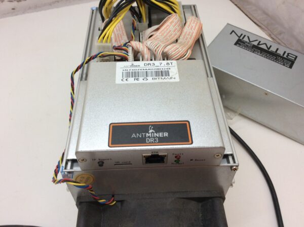 Working Bitcoin Bitmain Antminer  DR3 With Power Supply - Image 2